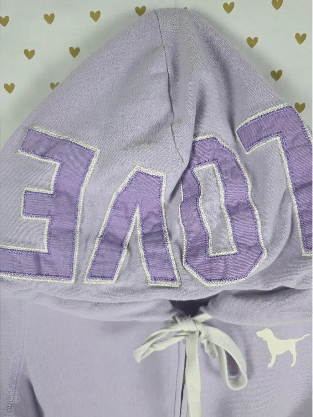 Victorias Secret Pink Vintage Y2K LOVE Purple Embroidered Full zip Hoodie Jacket - Picture 3 of 5